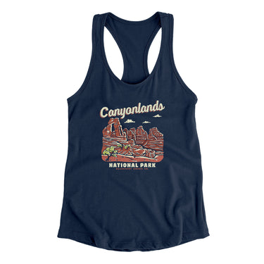 Canyonlands National Park Women's Racerback Tank-Midnight Navy-Allegiant Goods Co. Vintage Sports Apparel
