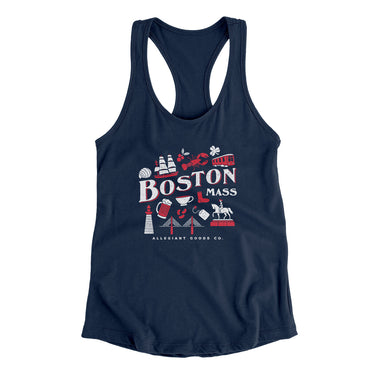 Boston Things Women's Racerback Tank-Midnight Navy-Allegiant Goods Co. Vintage Sports Apparel