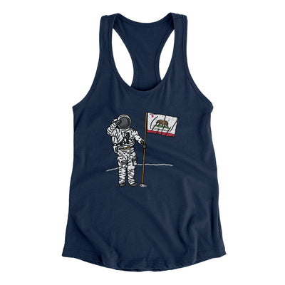 California Flag Moonman Women's Racerback Tank-Midnight Navy-Allegiant Goods Co. Vintage Sports Apparel