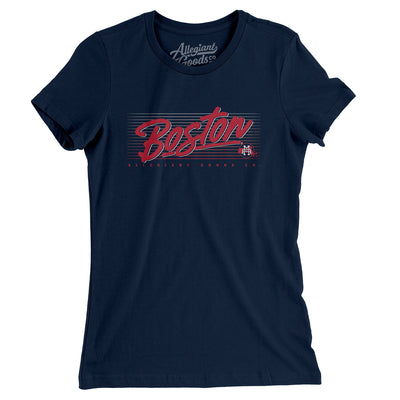 Boston Retro Women's T-Shirt-Midnight Navy-Allegiant Goods Co. Vintage Sports Apparel