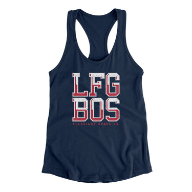 Lfg Bos Women's Racerback Tank-Allegiant Goods Co. Vintage Sports Apparel