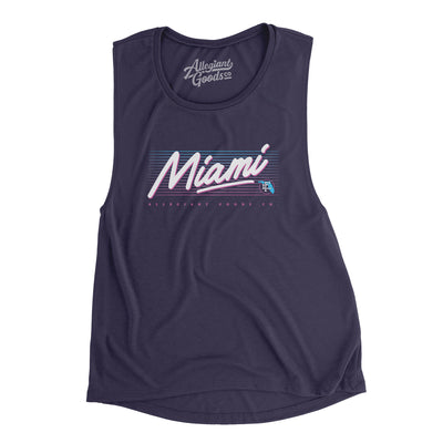 Miami Retro Women's Flowey Scoopneck Muscle Tank-Midnight-Allegiant Goods Co. Vintage Sports Apparel