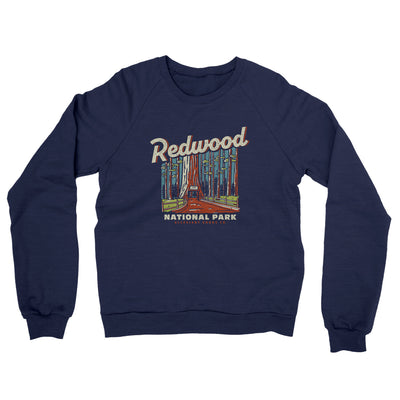 Redwood National Park Midweight French Terry Crewneck Sweatshirt-Navy-Allegiant Goods Co. Vintage Sports Apparel