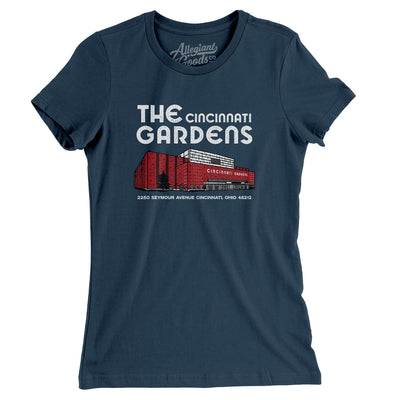 Cincinnati Gardens Arena Women's T-Shirt-Navy-Allegiant Goods Co. Vintage Sports Apparel