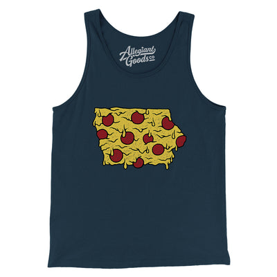 Iowa Pizza State Men/Unisex Tank Top-Navy-Allegiant Goods Co. Vintage Sports Apparel