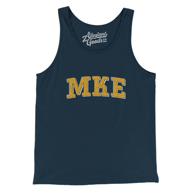 Mke Varsity Men/Unisex Tank Top-Navy-Allegiant Goods Co. Vintage Sports Apparel