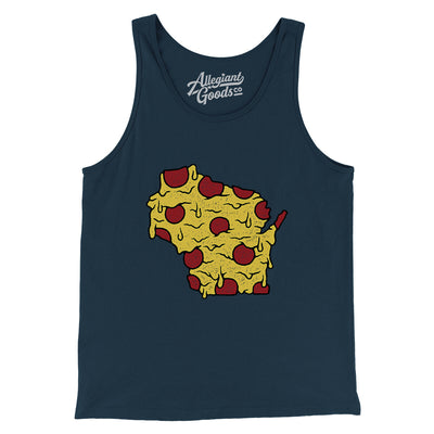 Wisconsin Pizza State Men/Unisex Tank Top-Navy-Allegiant Goods Co. Vintage Sports Apparel