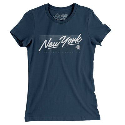 New York Retro Women's T-Shirt-Navy-Allegiant Goods Co. Vintage Sports Apparel