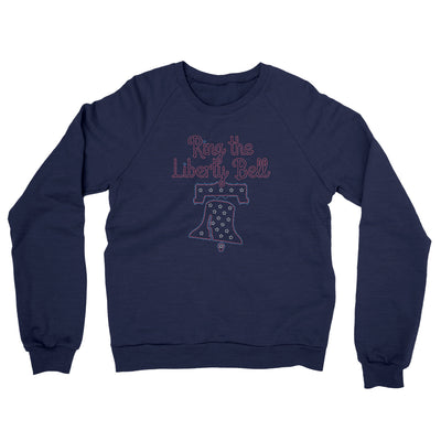 Ring The Liberty Bell Midweight French Terry Crewneck Sweatshirt-Navy-Allegiant Goods Co. Vintage Sports Apparel