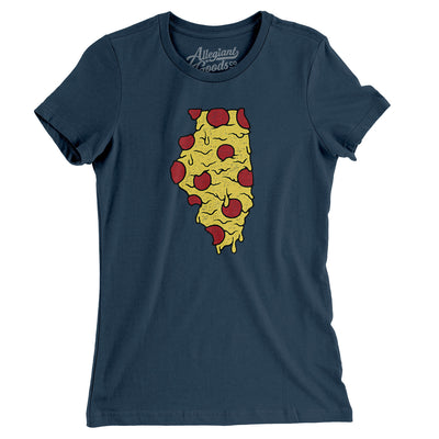 Illinois Pizza State Women's T-Shirt-Navy-Allegiant Goods Co. Vintage Sports Apparel