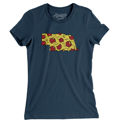 Nebraska Pizza State Women's T-Shirt-Navy-Allegiant Goods Co. Vintage Sports Apparel