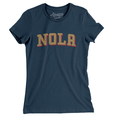 Nola Varsity Women's T-Shirt-Navy-Allegiant Goods Co. Vintage Sports Apparel