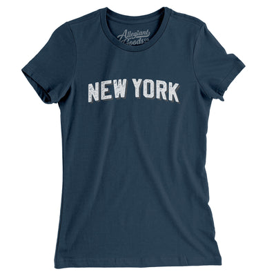 New York Varsity Women's T-Shirt-Navy-Allegiant Goods Co. Vintage Sports Apparel