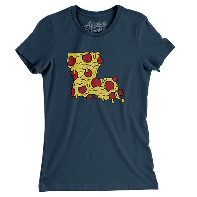 Louisiana Pizza State Women's T-Shirt-Navy-Allegiant Goods Co. Vintage Sports Apparel