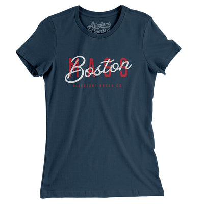 Boston Overprint Women's T-Shirt-Navy-Allegiant Goods Co. Vintage Sports Apparel