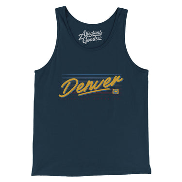 Denver Retro Men/Unisex Tank Top-Navy-Allegiant Goods Co. Vintage Sports Apparel