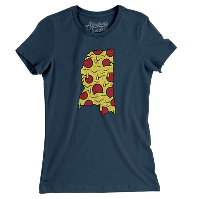 Mississippi Pizza State Women's T-Shirt-Navy-Allegiant Goods Co. Vintage Sports Apparel