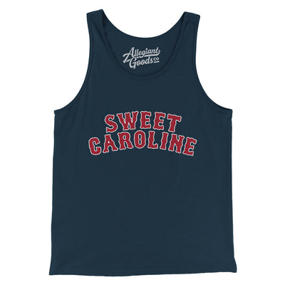 Boston Sweet Caroline Men/Unisex Tank Top-Navy-Allegiant Goods Co. Vintage Sports Apparel