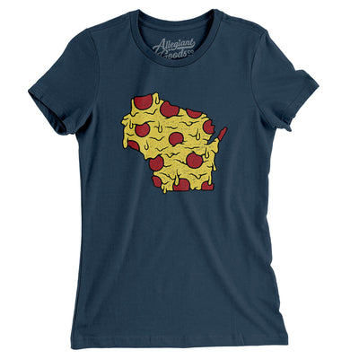 Wisconsin Pizza State Women's T-Shirt-Navy-Allegiant Goods Co. Vintage Sports Apparel
