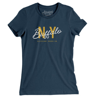 Buffalo Overprint Women's T-Shirt-Navy-Allegiant Goods Co. Vintage Sports Apparel