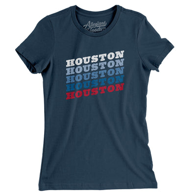 Houston Vintage Repeat Women's T-Shirt-Navy-Allegiant Goods Co. Vintage Sports Apparel