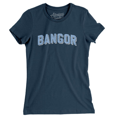 Bangor Maine Varsity Women's T-Shirt-Navy-Allegiant Goods Co. Vintage Sports Apparel