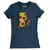 Rhode Island Pizza State Women's T-Shirt-Navy-Allegiant Goods Co. Vintage Sports Apparel