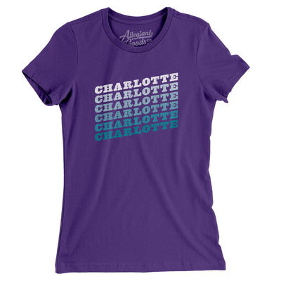 Charlotte Vintage Repeat Women's T-Shirt-Purple Rush-Allegiant Goods Co. Vintage Sports Apparel