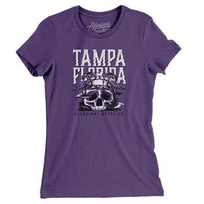 Tampa Florida Pirate Skull Gasparilla Women's T-Shirt-Purple-Allegiant Goods Co. Vintage Sports Apparel