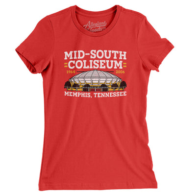 Mid-South Coliseum Women's T-Shirt-Red-Allegiant Goods Co. Vintage Sports Apparel