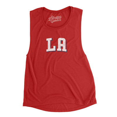 L.a. Varsity Women's Flowey Scoopneck Muscle Tank-Red-Allegiant Goods Co. Vintage Sports Apparel