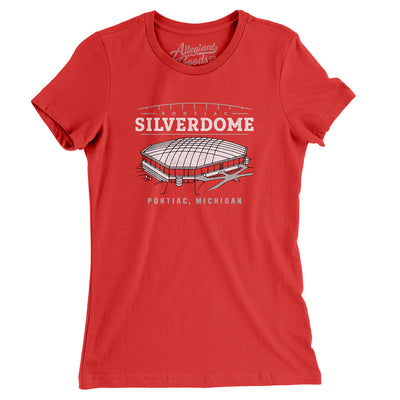 Pontiac Silverdome Women's T-Shirt-Red-Allegiant Goods Co. Vintage Sports Apparel