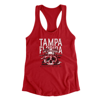Tampa Florida Pirate Skull Gasparilla Women's Racerback Tank-Allegiant Goods Co. Vintage Sports Apparel