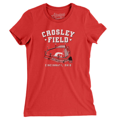 Cincinnati Crosley Field Women's T-Shirt-Red-Allegiant Goods Co. Vintage Sports Apparel