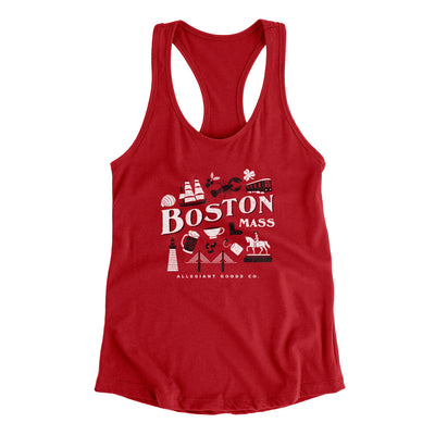Boston Things Women's Racerback Tank-Red-Allegiant Goods Co. Vintage Sports Apparel
