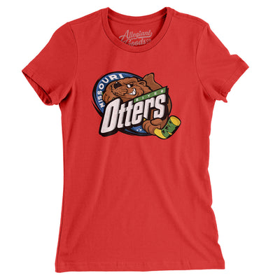Missouri River Otters Women's T-Shirt-Red-Allegiant Goods Co. Vintage Sports Apparel