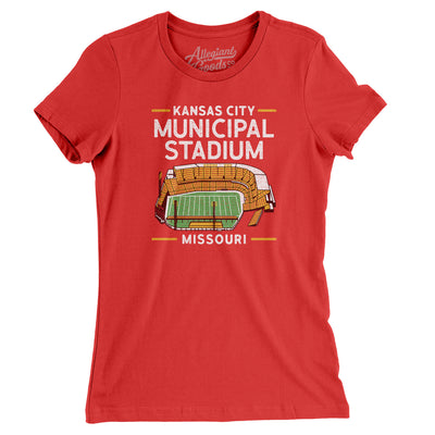 Kansas City Municipal Stadium Women's T-Shirt-Red-Allegiant Goods Co. Vintage Sports Apparel