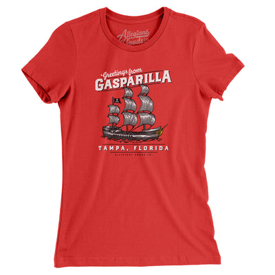 Greetings From Gasparilla Women's T-Shirt-Red-Allegiant Goods Co. Vintage Sports Apparel