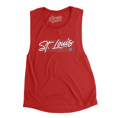 St. Louis Retro Women's Flowey Scoopneck Muscle Tank-Red-Allegiant Goods Co. Vintage Sports Apparel