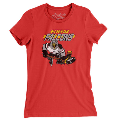 Detroit Falcons Women's T-Shirt-Red-Allegiant Goods Co. Vintage Sports Apparel