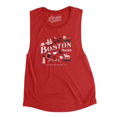 Boston Things Women's Flowey Scoopneck Muscle Tank-Red-Allegiant Goods Co. Vintage Sports Apparel