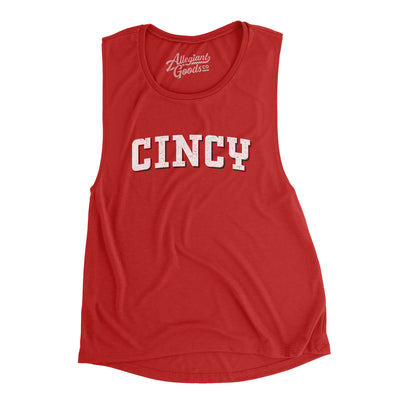 Cincy Varsity Women's Flowey Scoopneck Muscle Tank-Red-Allegiant Goods Co. Vintage Sports Apparel