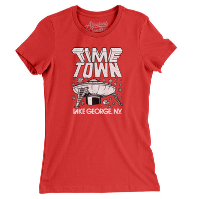 Lake George Time Town Women's T-Shirt-Red-Allegiant Goods Co. Vintage Sports Apparel