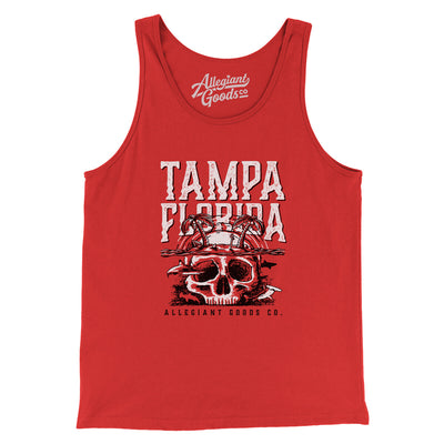 Tampa Florida Pirate Skull Gasparilla Men/Unisex Tank Top-Red-Allegiant Goods Co. Vintage Sports Apparel