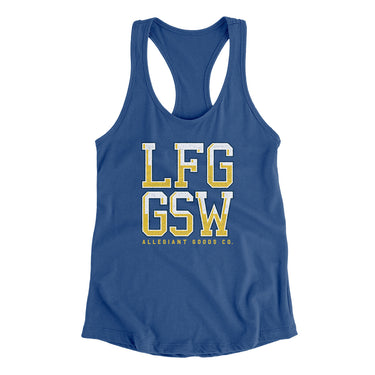 Lfg Gsw Women's Racerback Tank-Allegiant Goods Co. Vintage Sports Apparel