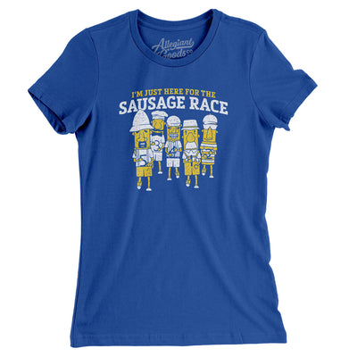 I’m Just Here For The Sausage Race Women's T-Shirt-Royal-Allegiant Goods Co. Vintage Sports Apparel