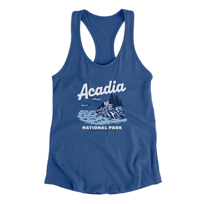 Acadia National Park Women's Racerback Tank-Royal-Allegiant Goods Co. Vintage Sports Apparel