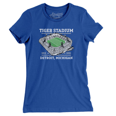 Tiger Stadium Women's T-Shirt-Royal-Allegiant Goods Co. Vintage Sports Apparel