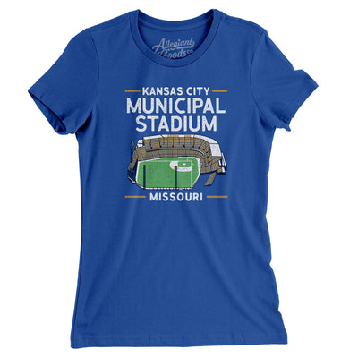Kansas City Municipal Stadium Women's T-Shirt-Royal-Allegiant Goods Co. Vintage Sports Apparel