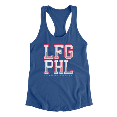 Lfg Phl Women's Racerback Tank-Royal-Allegiant Goods Co. Vintage Sports Apparel